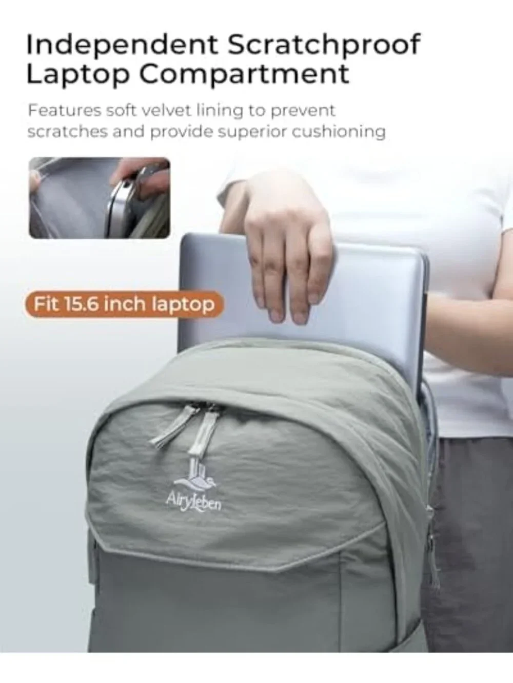 Stylish Sage Green Commuter Backpack for 15.6